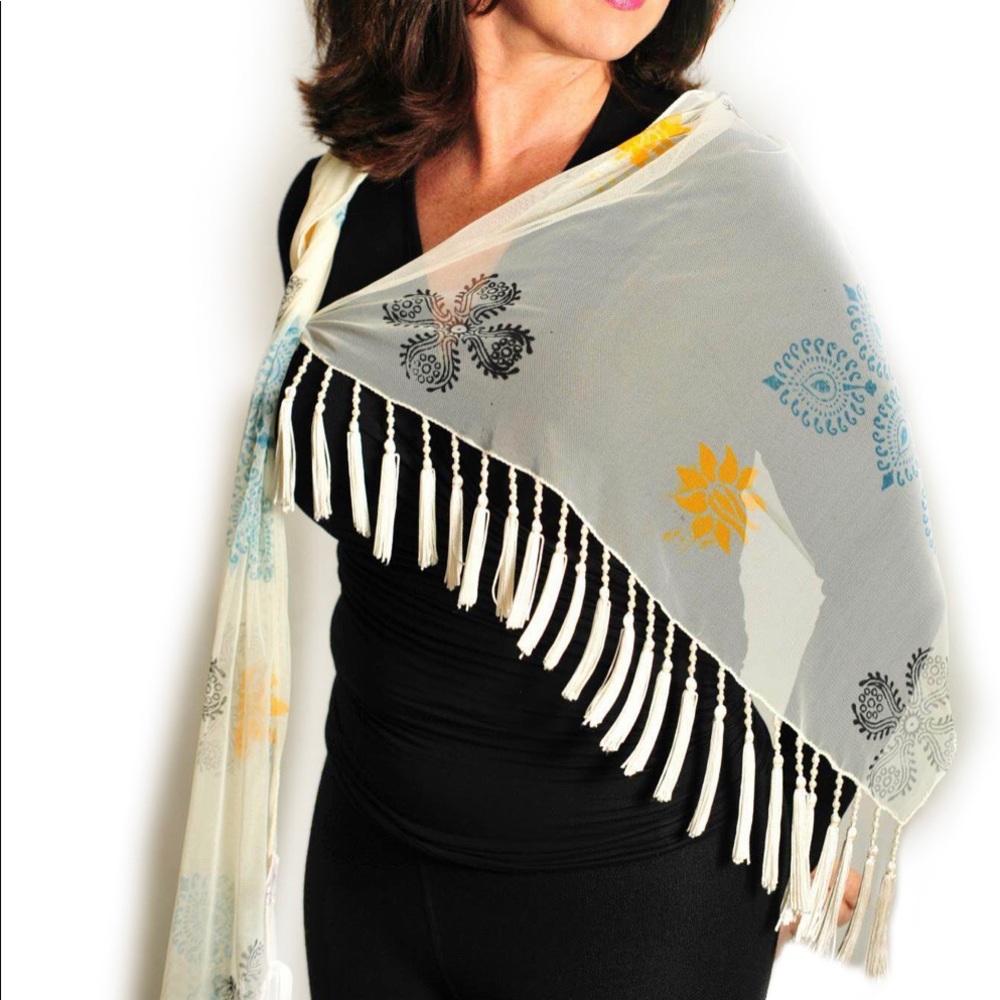 A patterned handmade scarf